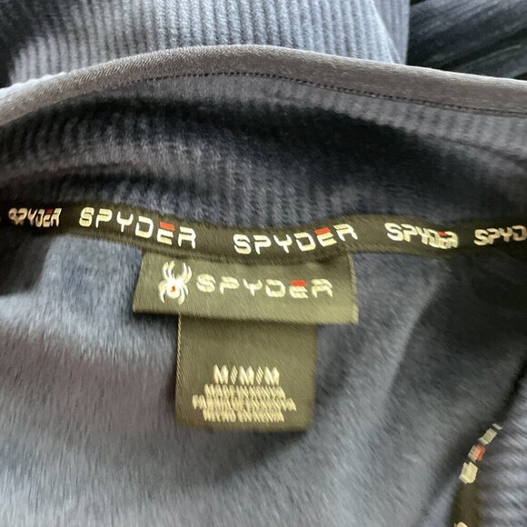 NWOT Spyder Mens M Navy Blue 1/4 Zip Pullover Sweatshirt Ribbed - Picture 4 of 8